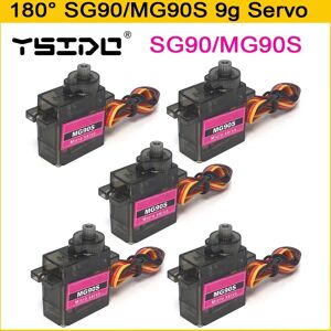 YSIDO 5 pièces MG90S métal engrenage numérique 9g Servo SG90 pour hélicoptère Rc avion bateau voiture MG90 9G Trex 450 RC Robot hélicoptère