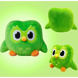 Aucun Jouet en peluche hibou Duolingo vert Duo peluche de Duo le hibou dessin animé hibou poupée peluche douce jouet cadeau d'anniversaire pour enfants