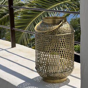 Lanterne en fer ajouré H34cm - doréLOR