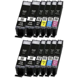 Compatible Canon PIXMA MG6320, Pack cartouches pour PGI550XL/CLI551XL - 5 couleurs