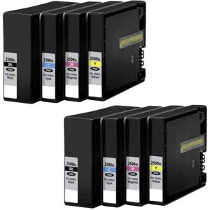 Compatible Canon PGI-2500 XL - Pack de 8 cartouches Haute capacité - 4 couleurs