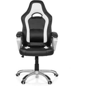 MyBuero GAMING ZONE PRO AB100 - Siège de bureau à domicile Buerostuhl24 simili cuir Noir/Blanc