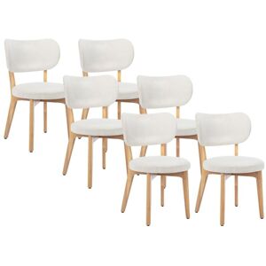 Vente-unique Lot de 6 chaises en velours côtelé et bois d'hévéa - Blanc - TORIEL