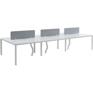 Workēa Bureau bench 6 personnes - Blanc - L140 cm - Avec séparateurs - DOWNTOWN