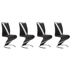 Vente-unique Lot de 4 chaises TWIZY - Simili noir & blanc