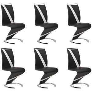 Vente-unique Lot de 6 chaises TWIZY - Simili noir & blanc