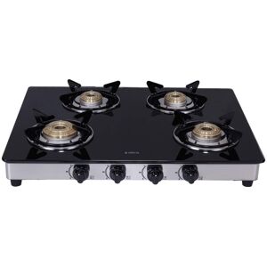 Elica 694 CT Vetro Cooktop with Robust Design, Double Drip Tray, High Quality Knobs, Stainless Steel Support Plate, Euro Coated Grid (DT Series)