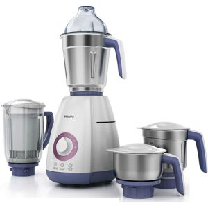 Philips Viva Collection 4 Jars Mixer Grinder with Auto Cut-off Protection, 750 Watts, ABS Body (White and Blue, HL7701/00)