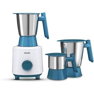 Philips 3 Jars 500 Watts Mixer Grinder with Easy Grid Knob, Leakproof, Ergonomic handles (Blue, HL7535/01)