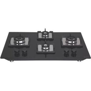 Elica Flexi AB HCT 470 DX HOB with Tempered Glass, Enameled Cast Iron Pan Support, Multiple Ring Brass Burner, Free Standing Hob, High Quality Knobs