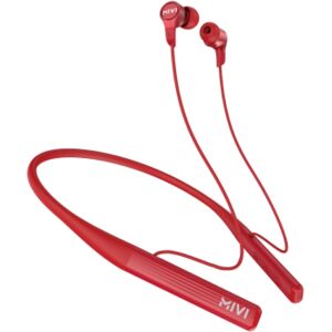 Mivi Collar 2A Wireless Neckband with Super Bass, Fast Charging Technology, 10 mm Driver, IPX7 Rating (Red)