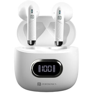 Portronics Harmonics Twins S9 True Wireless Buds with Digital Display, Dual Mic, 13mm Drivers, Sofe Touch Control (White)