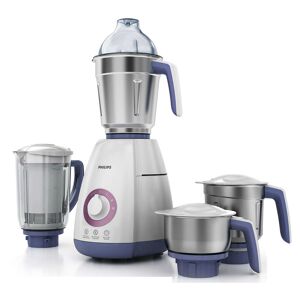 Philips Viva Collection 4 Jars Mixer Grinder with Auto Cut-off Protection, 750 Watts, ABS Body (White and Blue, HL7701/00)
