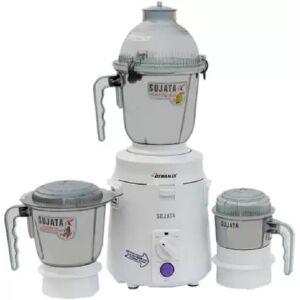 Sujata Dynamix 3 Jars Mixer Grinder with Vibration Free Operation, 900 Watts, 3 Speed Rotary Action Switch, Stainless Steel Blades