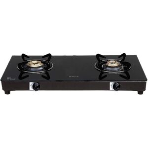 Elica 662 CT Vetro Cooktop with Euro Coated Grid, Toughened Glass, Premium Glass Top Finish, High Quality Knobs, Heavy Brass Burners (Black)