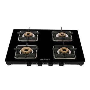 Faber Remo Cooktop with Manual Ignition, Brass Burners, 4 Burner (4BB BK)