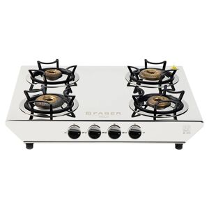 Faber Hilux Max 4 Brass Burners Cooktop with Manual Ignition, Stainless Steel Finish (HILUXMAX4BBSS)