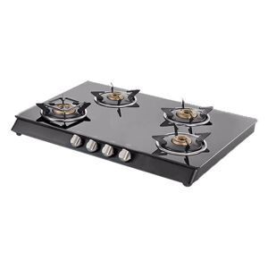 Kaff Cooktop, Black Toughened Glass, Heavy Duty Pan Support, Metal Knobs (CTB694BAI)