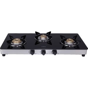 Elica 773 CT Vetro Cooktop with Double Drip Tray, Euro Coated Grid, High Quality Knobs, Heavy Brass Burners, Stainless Steel Finish (DT Series)