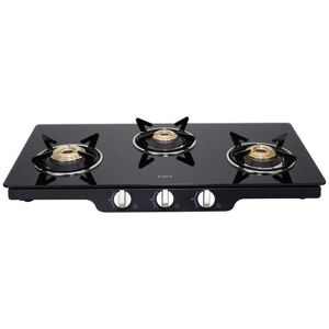 Elica Patio ICT 773 Cooktop with Forged Brass Burners, Square Enameled Grid, Toughened Glass, Euro Coated Grid (Black, SPF SERIES)