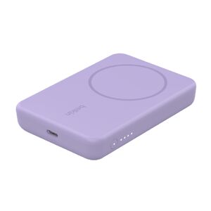 belkin 5000mAh BoostCharge Magnetic Wireless Power Bank 5K + Stand with 7.5W Wireless Output, LED Battery Indicator (Purple)