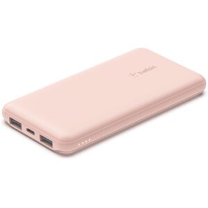 belkin BoostCharge 10000mAh Power Bank 10K with 3 Portrs, Charge upto 15W, LED Light (BPB011BTRG, Rose Gold)