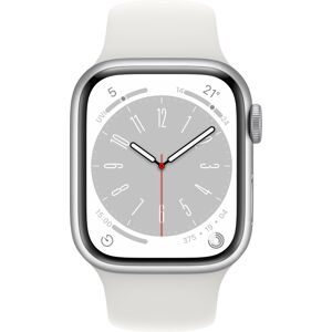 Apple Watch Series 8 45 mm Silver Aluminum Case with White Sport Band (GPS + Cellular)