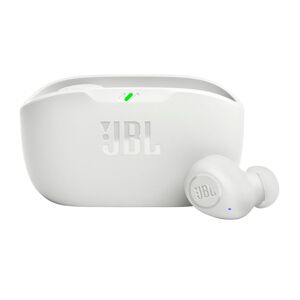 JBL Wave Buds with Deep Bass Sound, Up to 32 Hours Battery Life, IP54 Certified Earbuds and IPX2 Charging Case, Comfortable fit (White)