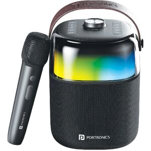 Portronics Dash 4 Portable Wireless Speaker with Karaoke Mic,6 Hours of Playback, 50W HD Clearity Speaker, IPX5 Water Resistant, RGB Lighting (Black)