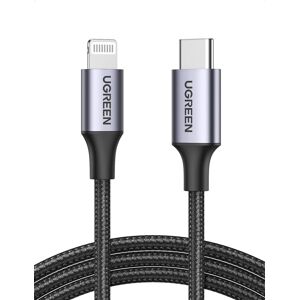 UGREEN Mfi-Certified USB Type C to Lightning Nylon Braided Fast Charging Cable with 480 Mbps Data Transfer (Space Grey)