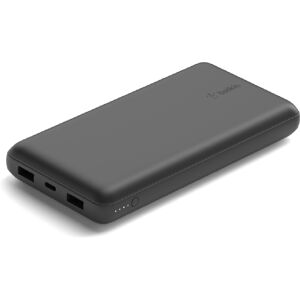 belkin BoostCharge 20000 mAh Power Bank 20K with 3 Ports, Charge upto 15W, LED Lights (BPB012BTBK, Black)