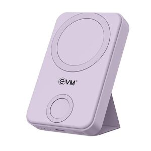 EVM EnMag Pro 10000 mAh Wireless Charging Powerbank with Magnetic Foldable Stand, Qi Charging, 15W Wireless Output (Purple)