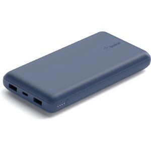 belkin BoostCharge 20000 mAh Power Bank 20K with 3 Ports, Charge upto 15W, LED Lights (BPB012BTBL, Blue)