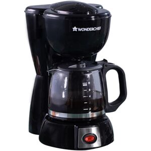 Wonderchef Onyx Brew Coffee Maker with Anti Drip Sysytem, Filtered Water Drip Coffee Tank, 6 Cups, Warm Plate (Black)