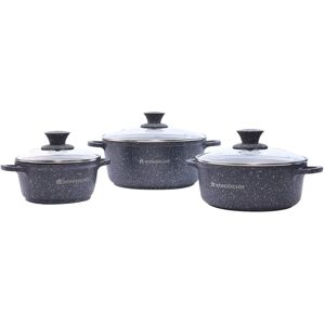 Wonderchef Granite Die Cast Casserole Set of 6Pc Cookware Set with Ergonomic Handles and Secure-Fitting Lid, Pure Grade Aluminium (Black)