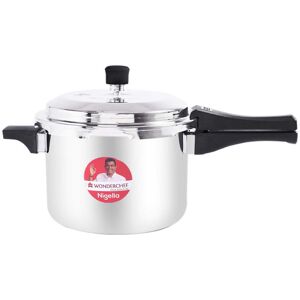 Wonderchef Nigella Tri-Ply 5 Litres Outer Lid Pressure Cooker with Cool Touch Handles, Metallic Safety Plug, Controlled Gasket Release System