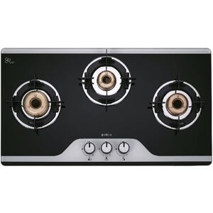 Elica 773 CT Vetro Cooktop with Double Drip Tray, Euro Coated Grid, High Quality Knobs, Heavy Brass Burners, Stainless Steel (TKN CROWN DT SERIES)