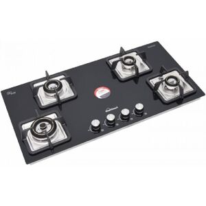 Sunflame Built-in Hob with Cast Iron Pan Support, Battery Operated Pulse Auto iignition, Brass Burners (Black, SFD486BCS)