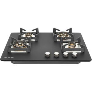 Faber Bella Hob with 4 Full Brass Burners, Cast Iron Pan Support, Premium Metal Knobs (Black)