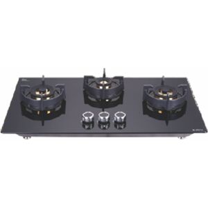 Elica Built in Hob with 3 Brass Burner, Cast Iron Pan Support, Auto Ignition (Black)