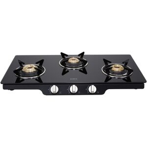 Elica Patio ICT 773 Cooktop with Manual Ignition, Heavy Brass Burners, Toughened Glass, Stainless-Steel Support Plate, Indian Design Knob (DT SERIES)