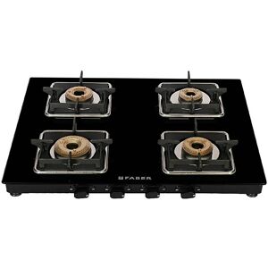 Faber Remo Cooktop with Manual Ignition, Brass Burners, 4 Burner (4BB BK)