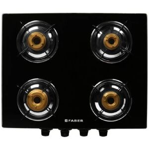 Faber Jumbo Cooktop with Manual ignition, Round Pan Support, Brass Burner (Black, 4BB BK)