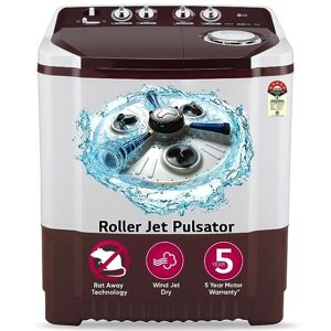 LG 8Kg 5 Star Top Loading Semi Automatic Washing Machine Rat Away Technology Collar Scrubber Wind Jet Dry Lint Collector (P8030SRAZ, Burgundy)