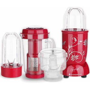 Wonderchef Nutri Blend 4 Jars Mixer, Grinder, Blender With Transparent & Unbreakable Jars, 400Watts, Super Sharp Blades, Non-Skid Rubber Footing (Red)