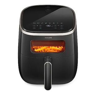 Philips Airfryer 5.6 Litres with Digital Window and Rapid Air Technology, Touch screen with 7 Preset Menus (Black, HD9257/80)