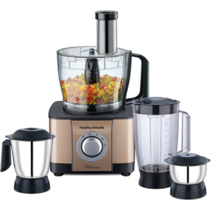 Morphy Richards Icon Superb Food Processor with Quadra Flow Technology, 6 Stainless Steel Blades, Customised Slicing Thickness, Child Lock Feature