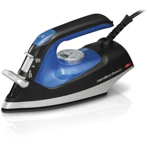 Hamilton Beach 3-in-1 Steam Iron with 5 Fabric Settings, Easy Glide Nonstick Soleplate, Steamer for Clothes (14525IN, Black & Blue)