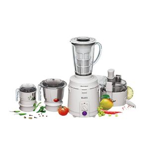 Sujata Juicer Mixer Grinder with 3 Practical Jars, 900 Watts, Stainless Steel Blade, Shockproof Design, Double Ball Bearing, Shock-proof (White)