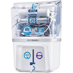 Kent Grand Plus Water Purifier with RO+UV+UF+TDS Control, Zero Water Wastage Technology, UV LED Light in Storage Tank, ABS Food Grade Plastic (White)